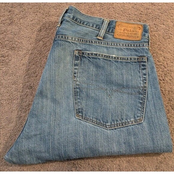 Polo Ralph Lauren Hampton Relaxed Staight Blue Denim Jeans Men's 38x32 - Picture 1 of 8